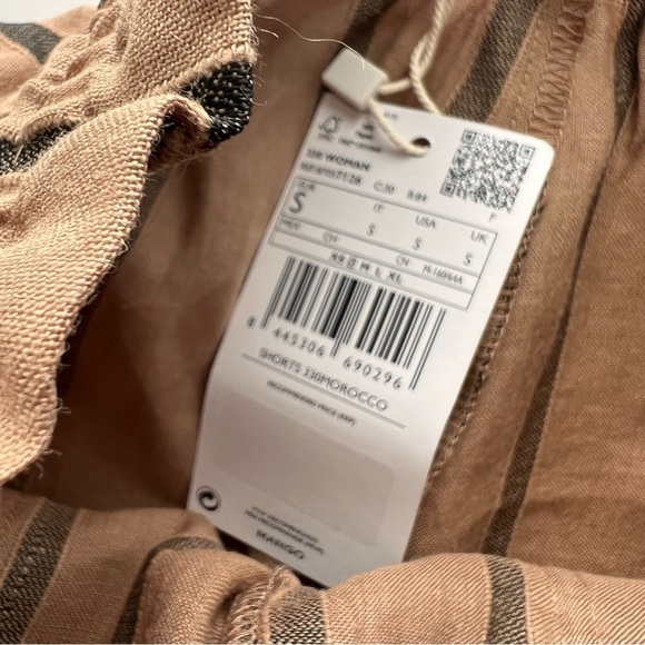 2/25 Mango Ramie-Blend Striped Shorts Striped New high waisted - Picture 6 of 7